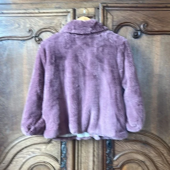Anthropologie Faux Fur Jacket Teddy Bomber Mauve Dusty Rose - Picture 9 of 15